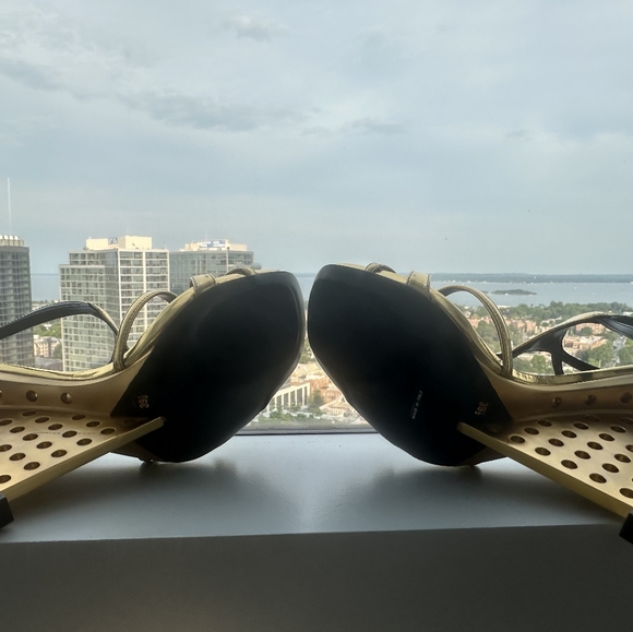 PRADA Runway metallic perforated wedge sandals 39.5 39 1/2 - Picture 3 of 8